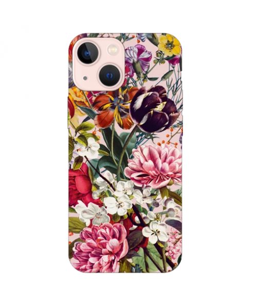 Husa iPhone 13, Silicon Premium, FLOWERS - PINK